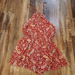 Rumor Boutique Red Paisley Print Romper